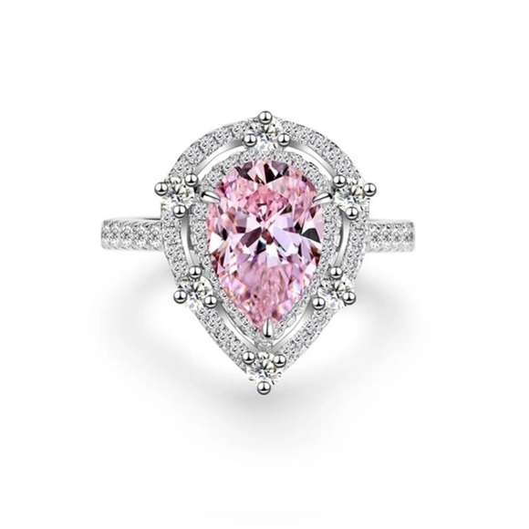 Jewelry - High quality 925 Sterling Silver Double Halo Pear Cut Ring